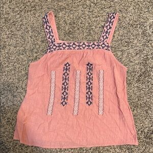 Blu Pepper Pink and Navy Embroidered Tank Top